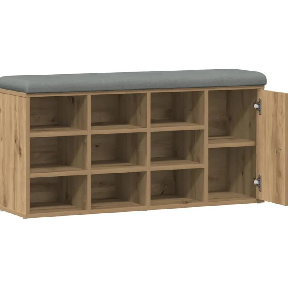 Bankjes*vidaXL Schoenenbank 102x32x50 cm bewerkt hout artisanaal eikenkleur artisanaal eikenkleurig