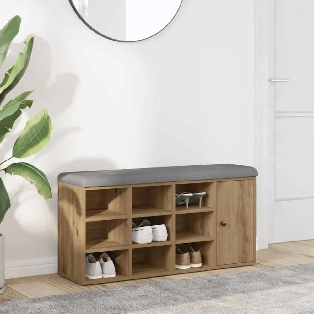 Bankjes*vidaXL Schoenenbank 102x32x50 cm bewerkt hout artisanaal eikenkleur artisanaal eikenkleurig