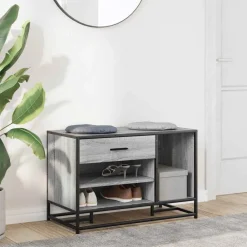 Bankjes*vidaXL Schoenenbank 80x40x53,5 cm bewerkt hout en metaal Grijs sonoma