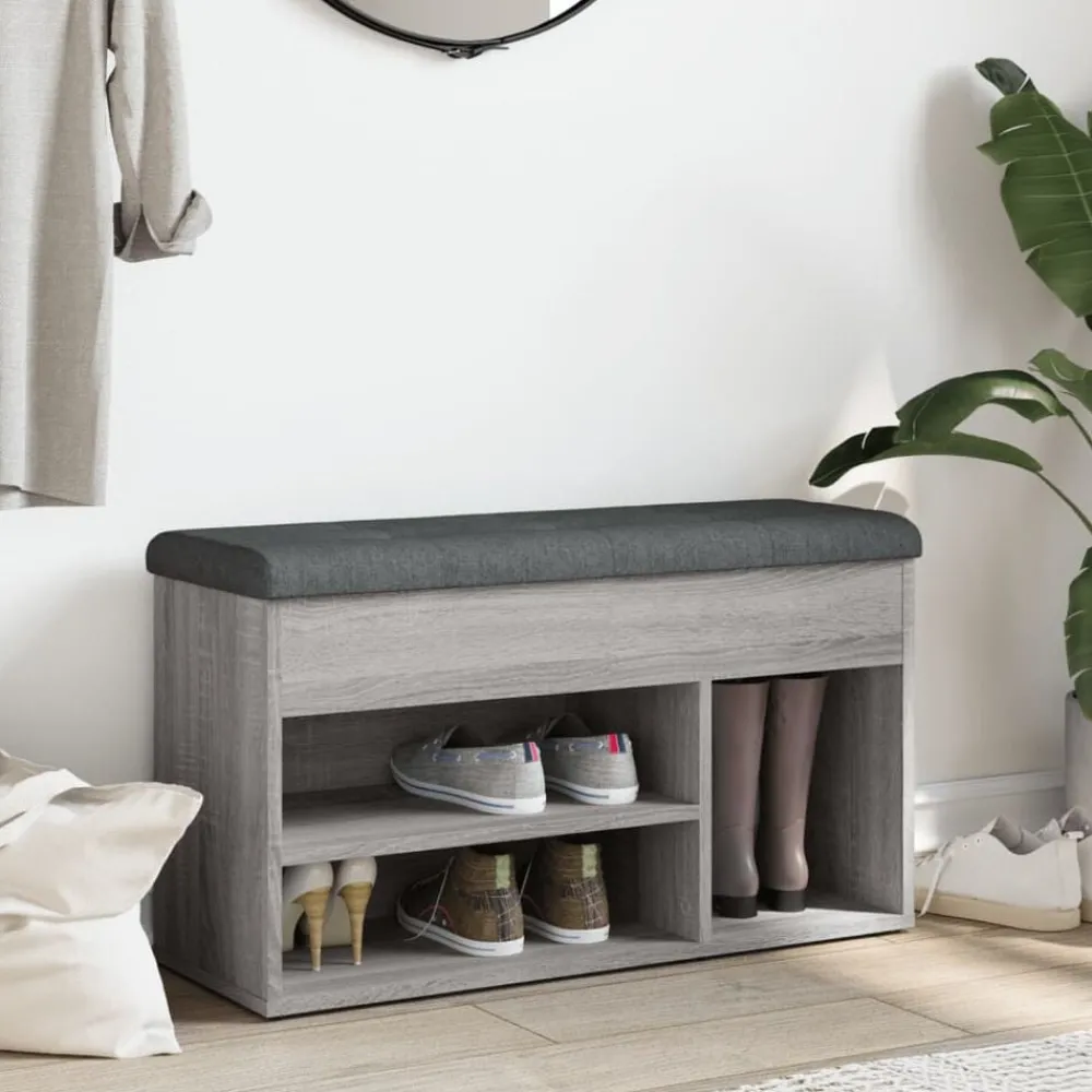 Bankjes*vidaXL Schoenenbank 82x32x45,5 cm bewerkt hout Grijs sonoma