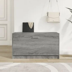 Huishoudelijke Benodigdheden*vidaXL Schoenenbank 80x24x45 cm bewerkt hout eikenkleur Grijs sonoma