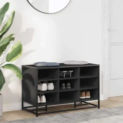 Schoenenbank 84x40x53,5 cm bewerkt hout en metaal><noscript><img width=
