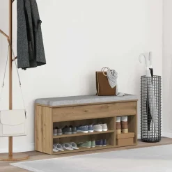 Schoenenbank 102x30,5x45 cm bewerkt hout artisanaal eikenkleur><noscript><img width=