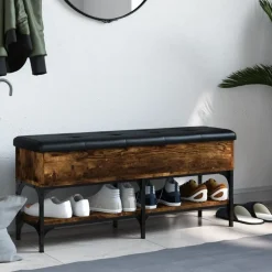 Bankjes*vidaXL Schoenenbank 102x32x45 cm bewerkt hout kleurig Gerookt eiken