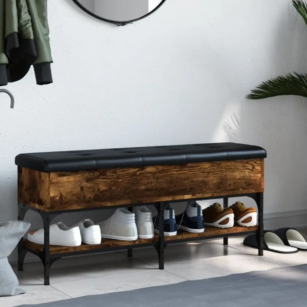 Bankjes*vidaXL Schoenenbank 102x32x45 cm bewerkt hout kleurig Gerookt eiken
