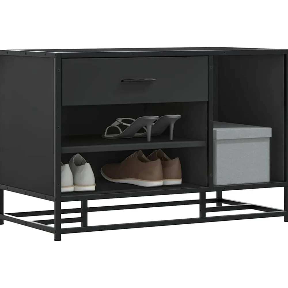 Bankjes*vidaXL Schoenenbank 80x40x53,5 cm bewerkt hout en metaal Zwart