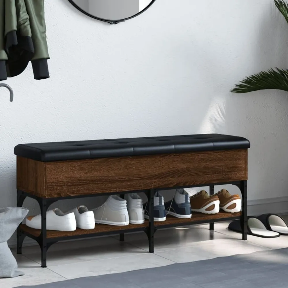 Bankjes*vidaXL Schoenenbank 102x32x45 cm bewerkt hout bruin eikenkleur