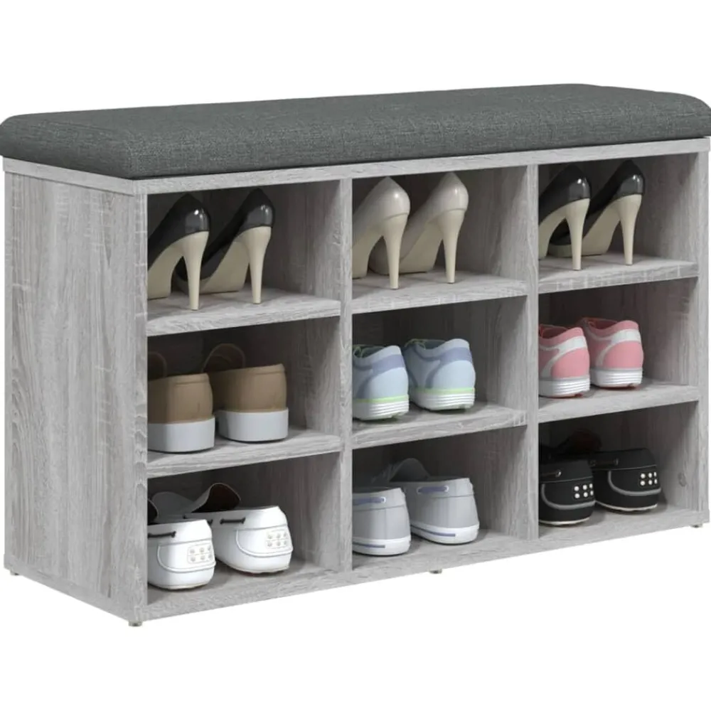 Bankjes*vidaXL Schoenenbank 82x32x50 cm bewerkt hout eikenkleurig Grijs sonoma