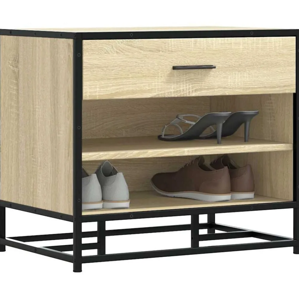 Bankjes*vidaXL Schoenenbank 60x40x53,5 cm bewerkt hout en metaal Sonoma eiken