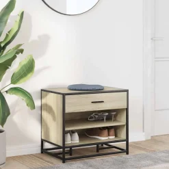 Bankjes*vidaXL Schoenenbank 60x40x53,5 cm bewerkt hout en metaal Sonoma eiken