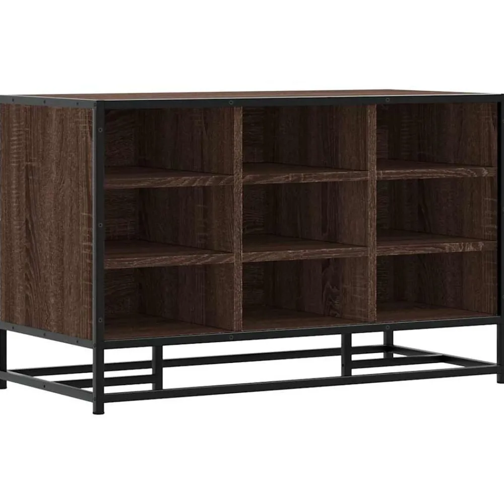 Schoenenbank 84x40x53,5 cm bewerkt hout en metaal bruin eiken>vidaXL Sale