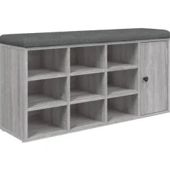 Bankjes*vidaXL Schoenenbank 102x32x50 cm bewerkt hout eikenkleur Grijs sonoma