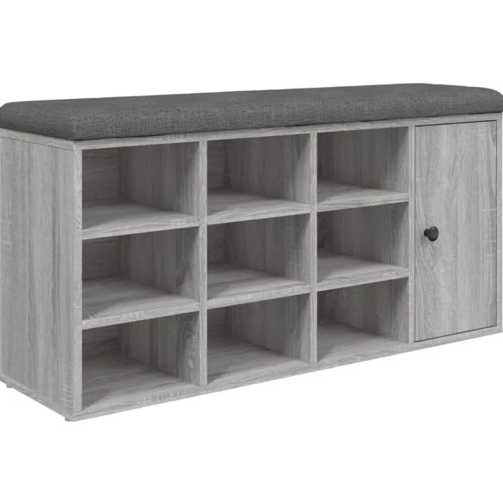 Bankjes*vidaXL Schoenenbank 102x32x50 cm bewerkt hout eikenkleur Grijs sonoma