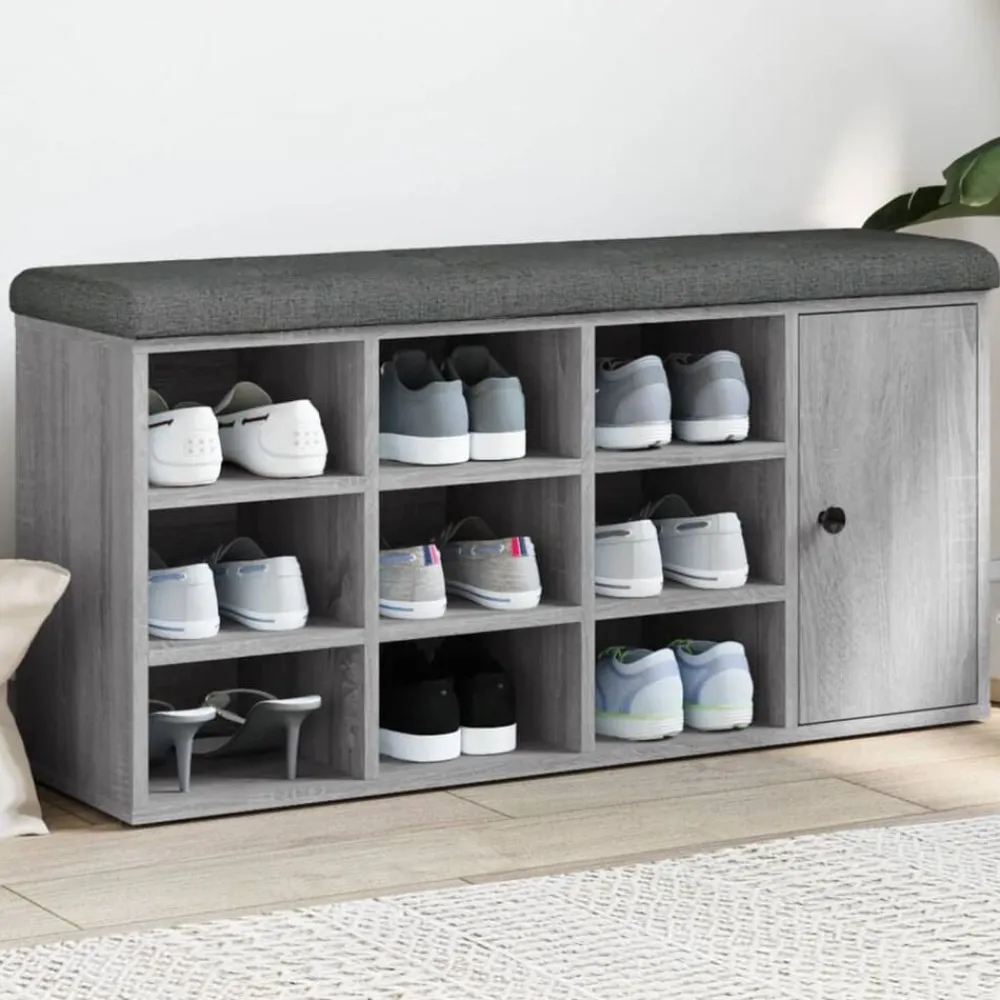 Bankjes*vidaXL Schoenenbank 102x32x50 cm bewerkt hout eikenkleur Grijs sonoma