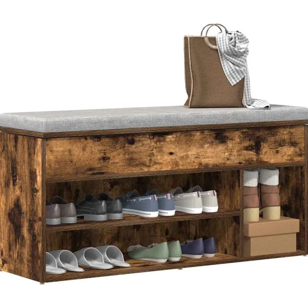Huishoudelijke Benodigdheden*vidaXL Schoenenbank 102x30,5x45 cm bewerkt hout kleurig Gerookt eiken
