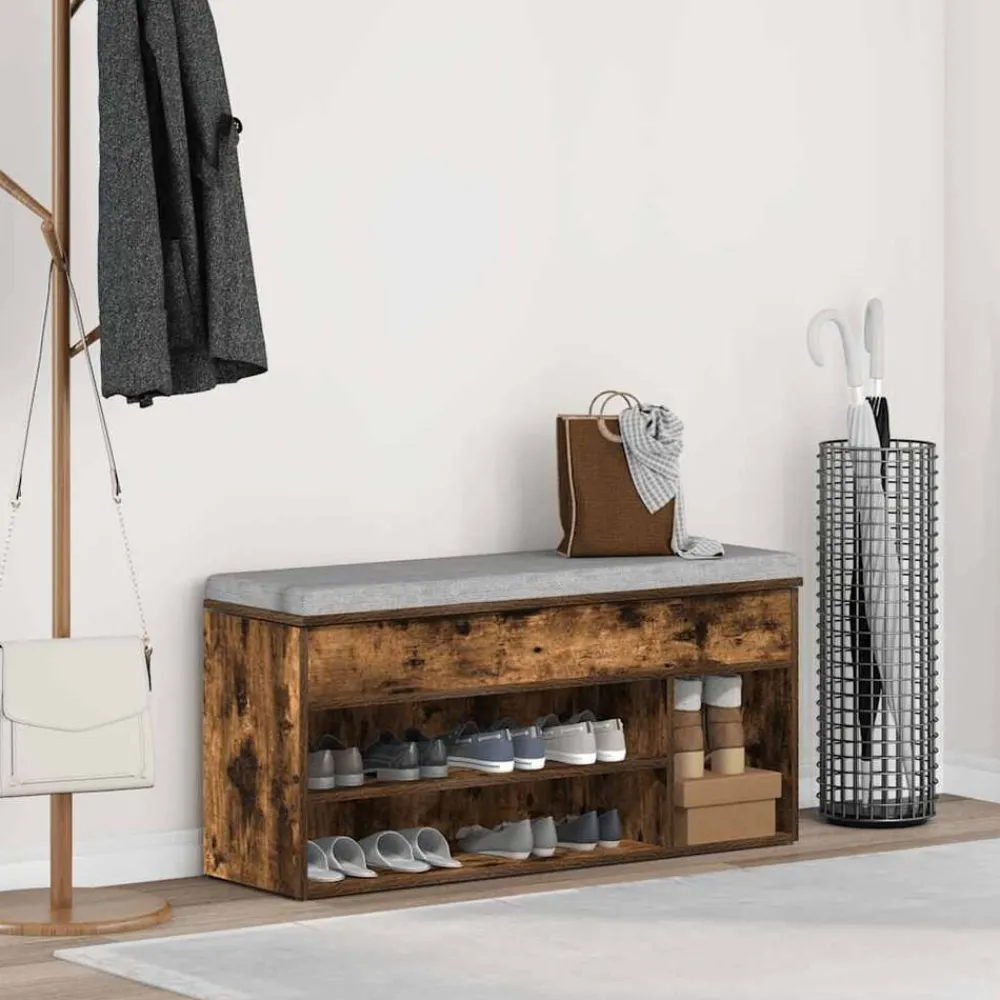 Huishoudelijke Benodigdheden*vidaXL Schoenenbank 102x30,5x45 cm bewerkt hout kleurig Gerookt eiken