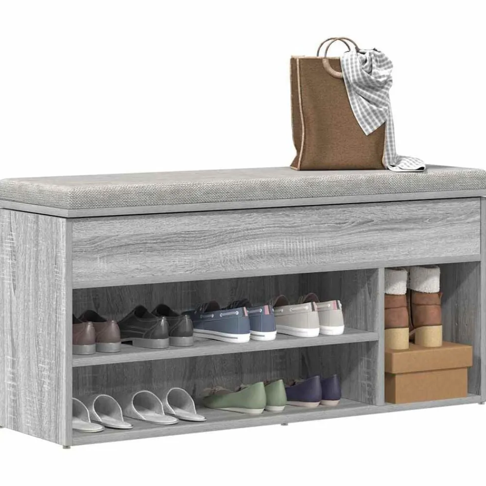 Schoenenbank 102x30,5x45cm bewerkt hout eikenkleur>vidaXL New