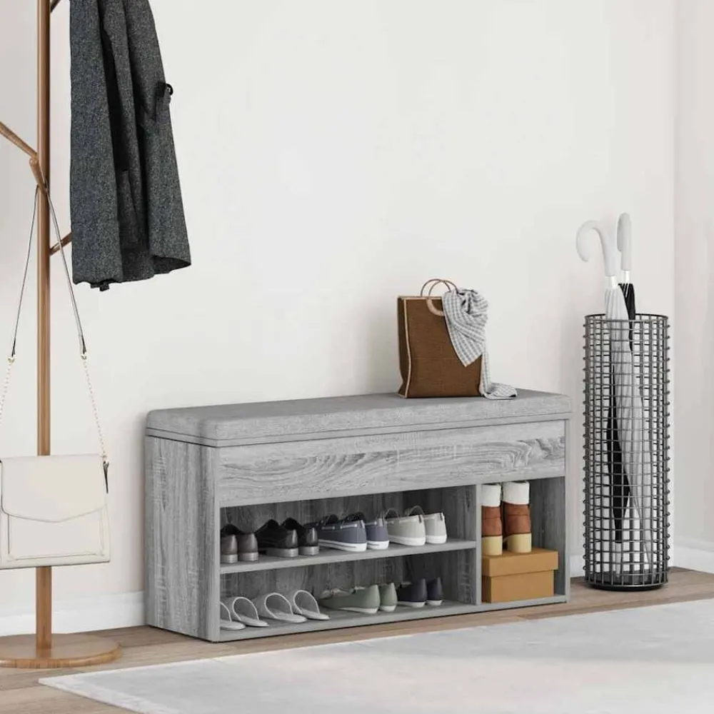 Schoenenbank 102x30,5x45cm bewerkt hout eikenkleur>vidaXL New