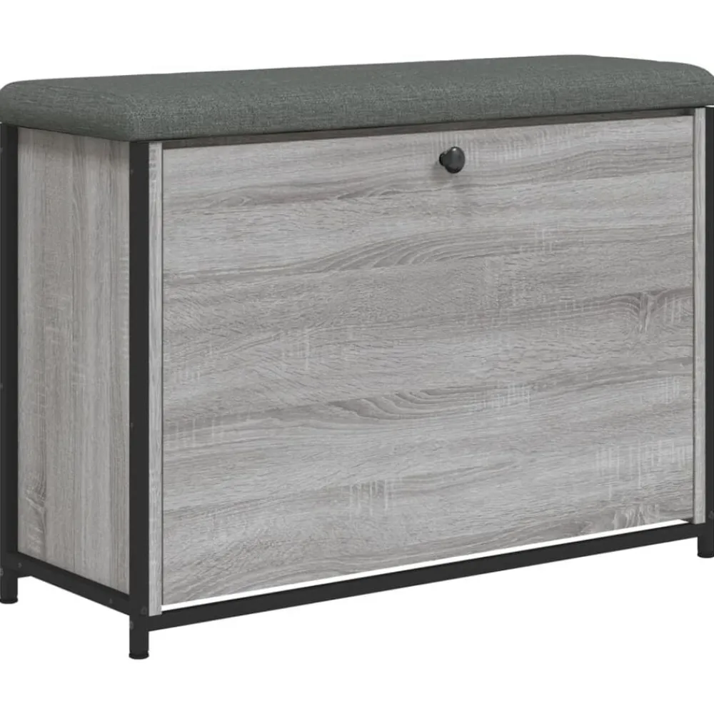 Bankjes*vidaXL Schoenenbankje met klaplade 82x32x56 cm eikenkleur Grijs sonoma