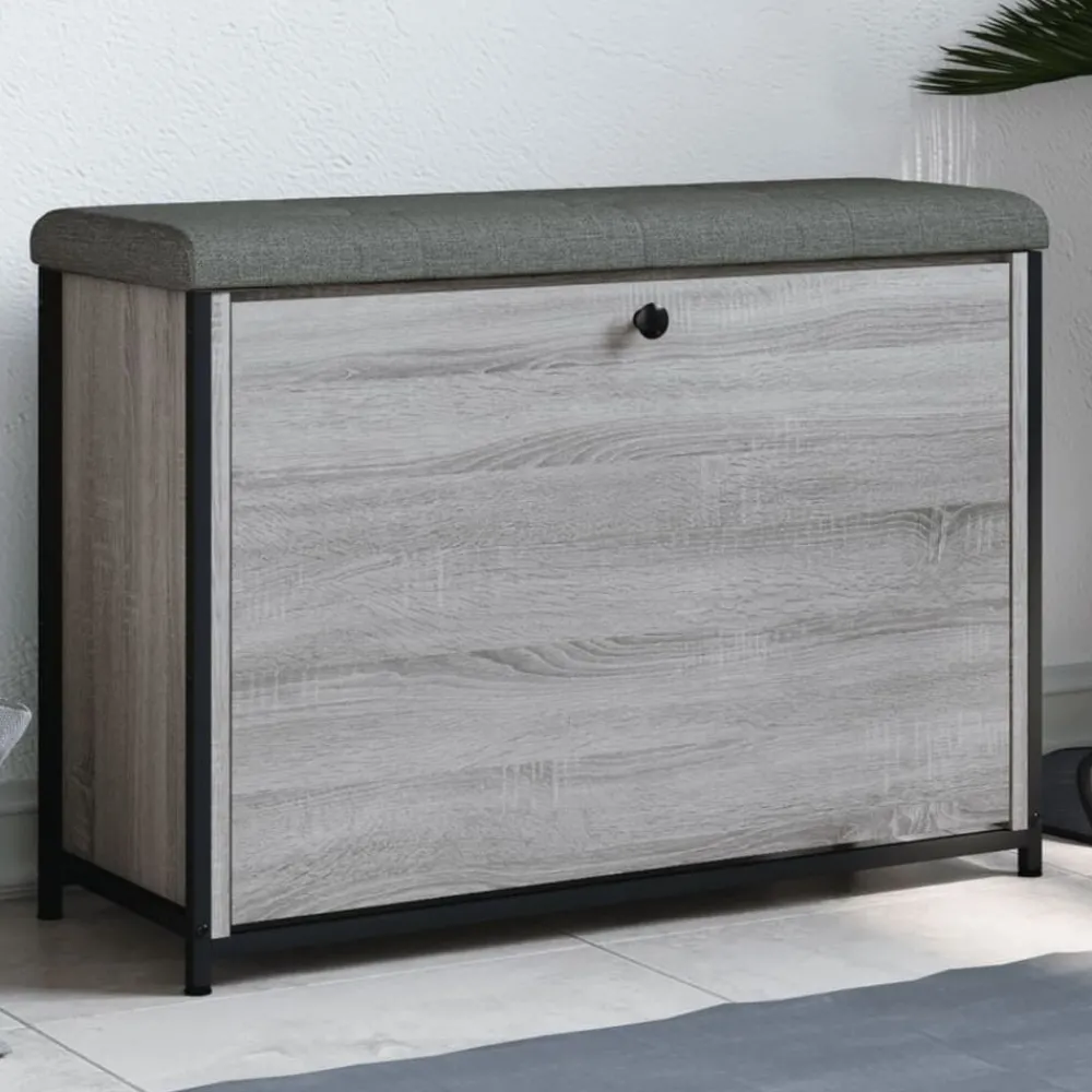 Bankjes*vidaXL Schoenenbankje met klaplade 82x32x56 cm eikenkleur Grijs sonoma