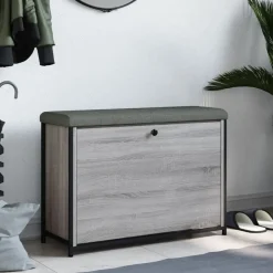Bankjes*vidaXL Schoenenbankje met klaplade 82x32x56 cm eikenkleur Grijs sonoma