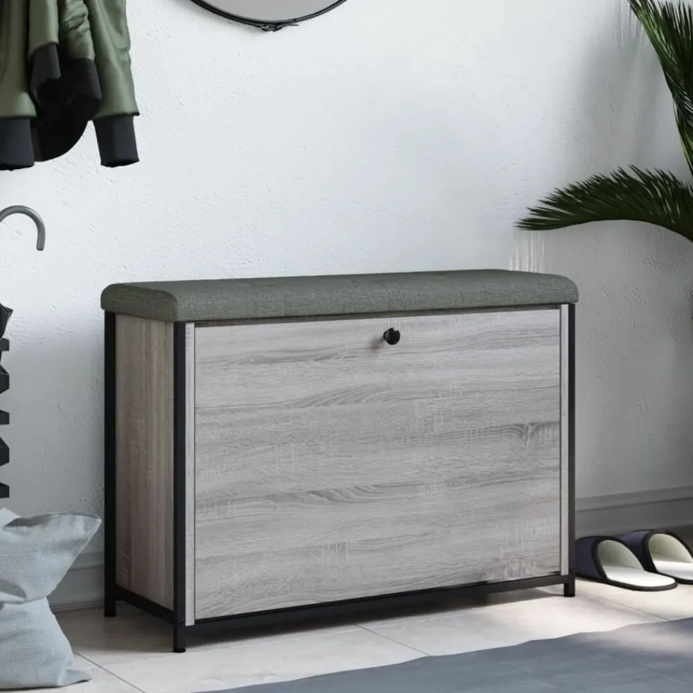 Bankjes*vidaXL Schoenenbankje met klaplade 82x32x56 cm eikenkleur Grijs sonoma