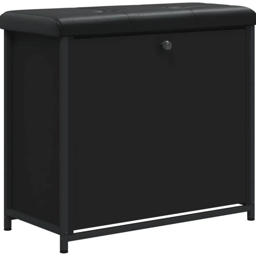 Schoenenbankje met klaplade 62x32x56 cm zwart>vidaXL Clearance