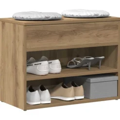 Huishoudelijke Benodigdheden*vidaXL Schoenenbankje 60x30x45 cm bewerkt hout artisanaal eikenkleur artisanaal eikenkleurig