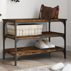 Bankjes*vidaXL Schoenenbankje 70x38,5x49 cm bewerkt hout kleurig Gerookt eiken