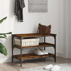 Bankjes*vidaXL Schoenenbankje 70x38,5x49 cm bewerkt hout kleurig Gerookt eiken