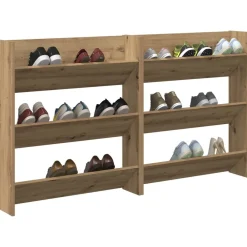 Huishoudelijke Benodigdheden*vidaXL Schoenenkast 2 pcs Artisan Eiken 85 x 18 x 90 cm Bewerkt hout artisanaal eikenkleurig