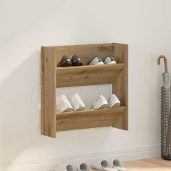 Huishoudelijke Benodigdheden*vidaXL Schoenenkast Artisan Eiken 60 x 18 x 60 cm Bewerkt hout artisanaal eikenkleurig