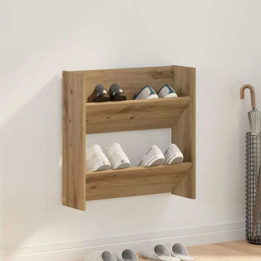 Huishoudelijke Benodigdheden*vidaXL Schoenenkast Artisan Eiken 60 x 18 x 60 cm Bewerkt hout artisanaal eikenkleurig