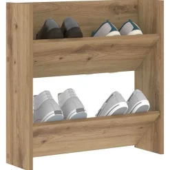 Huishoudelijke Benodigdheden*vidaXL Schoenenkast Artisan Eiken 60 x 18 x 60 cm Bewerkt hout artisanaal eikenkleurig