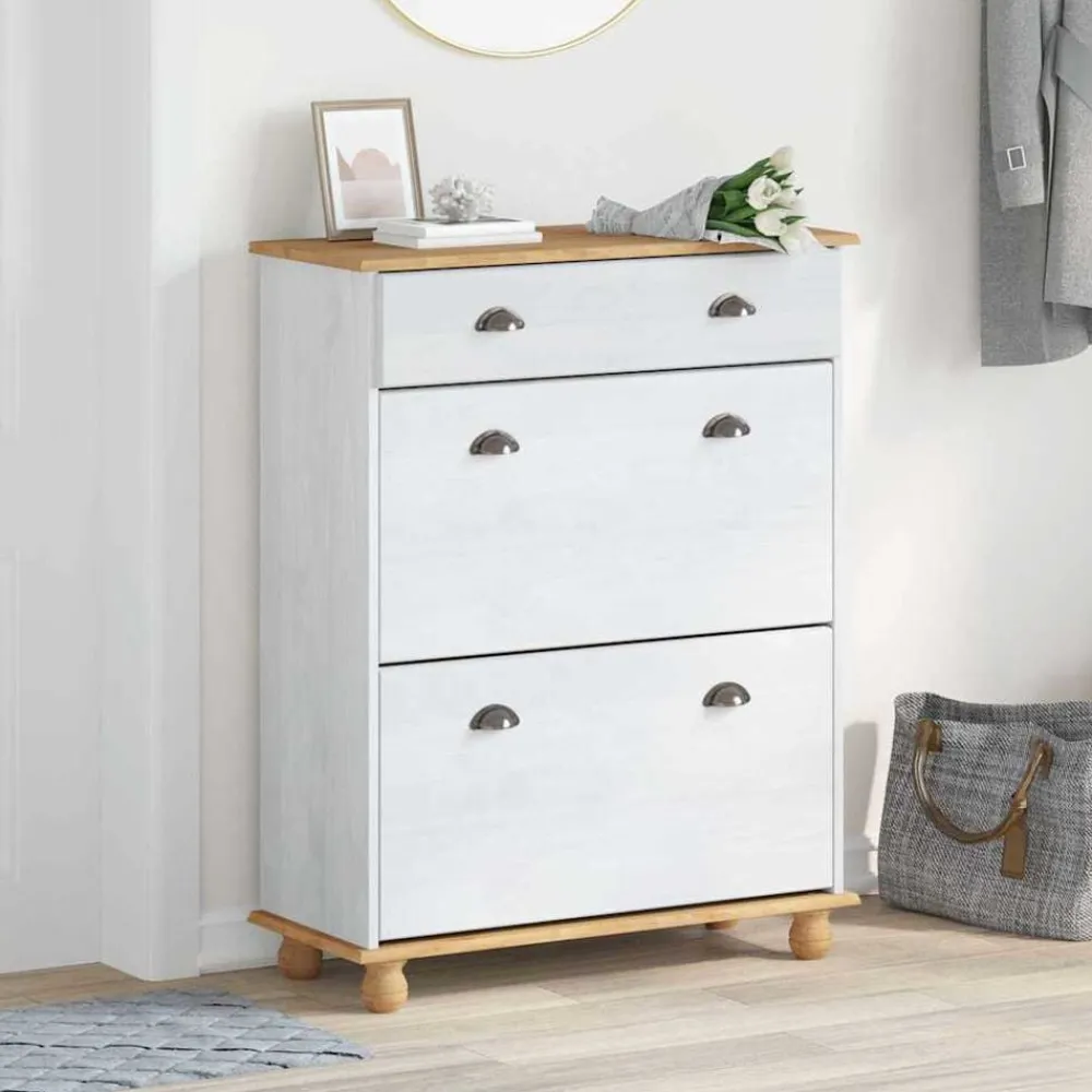 Schoenenkast ASKIM 85 x 35 x 108 cm Massief grenenhout>vidaXL New