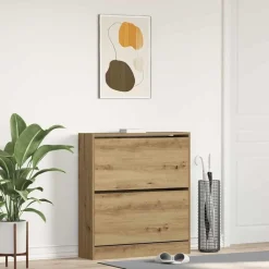 Huishoudelijke Benodigdheden*vidaXL Schoenenkast Gerookt eiken 80 x 21 x 87,5 cm Bewerkt hout artisanaal eikenkleurig