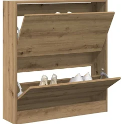 Huishoudelijke Benodigdheden*vidaXL Schoenenkast Gerookt eiken 80 x 21 x 87,5 cm Bewerkt hout artisanaal eikenkleurig