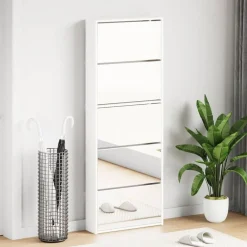 Schoenenkast met 5 spiegels 63x17x169,5 cm wit>vidaXL New