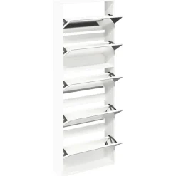 Schoenenkast met 5 spiegels 63x17x169,5 cm wit><noscript><img width=
