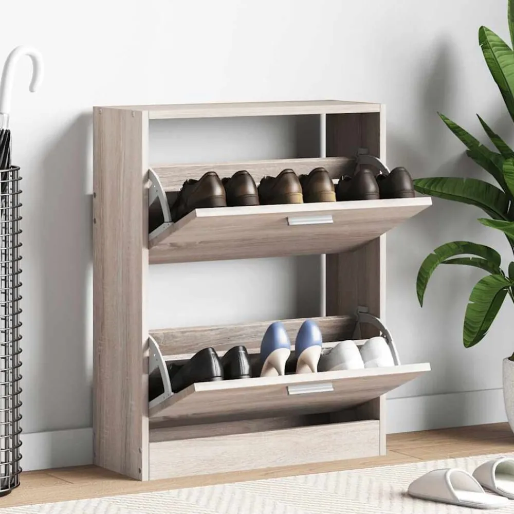 Schoenenkast met 2 vakken -look hout>vidaXL Clearance