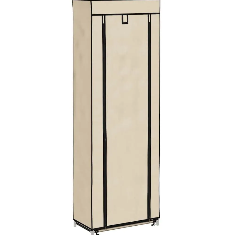 Schoenenkast met hoes 57x29x162 cm stof crème>vidaXL Hot