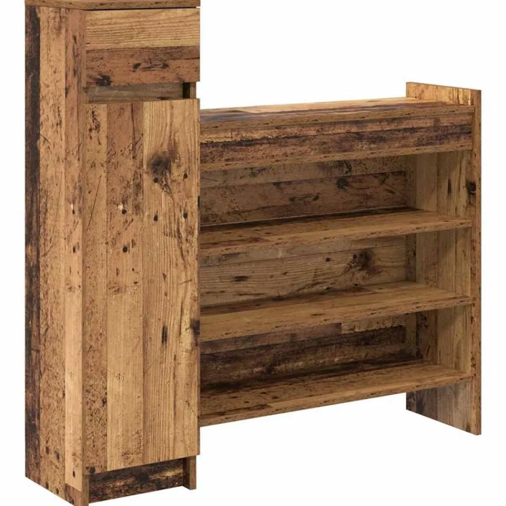 Huishoudelijke Benodigdheden*vidaXL Schoenenkast met lade Oudhout 100,5 x 28 x 100 cm Bewerkt hout Oud hout