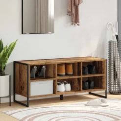 Huishoudelijke Benodigdheden*vidaXL Schoenenkast met opslag 100 x 35 x 44 cm Bewerkt hout Oud hout