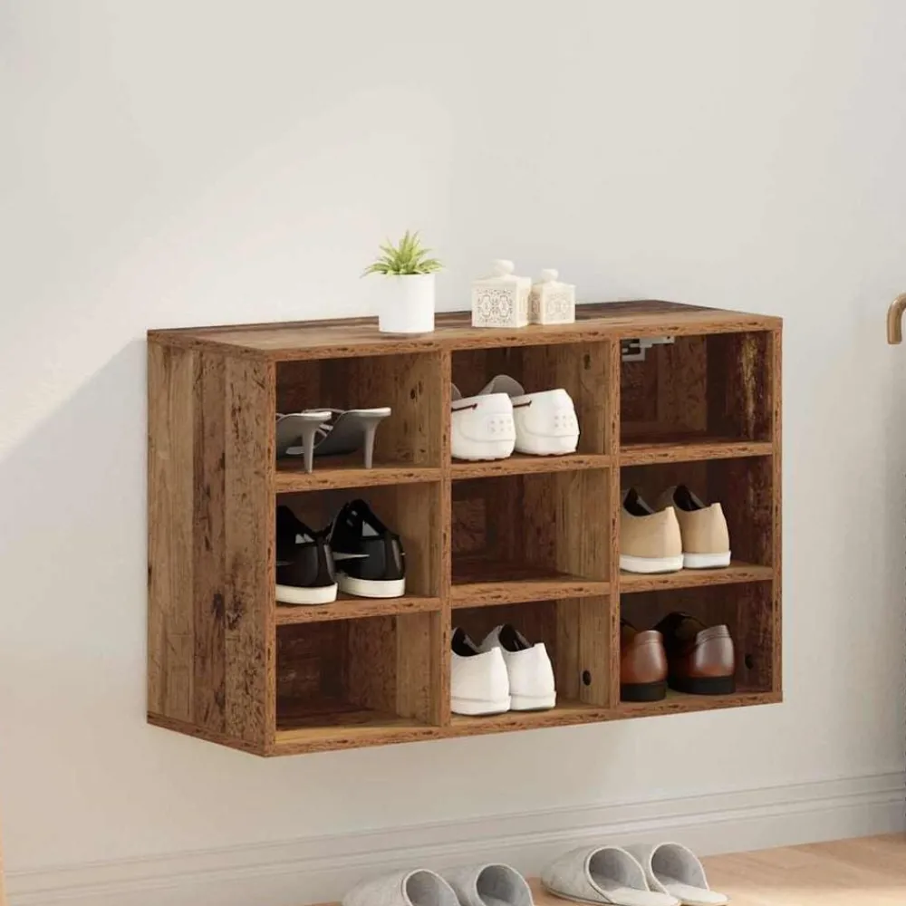 Huishoudelijke Benodigdheden*vidaXL Schoenenkast met plank Oudhout 77,5 x 30 x 51 cm Bewerkt hout Oud hout