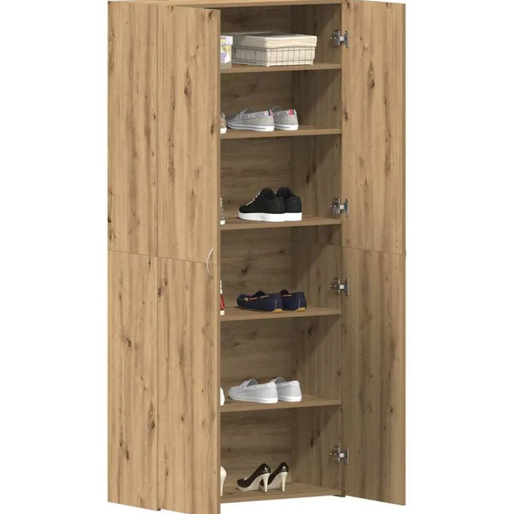 Schoenenkast met plank Bruin 80 x 35.5 x 180 cm Bewerkt hout>vidaXL Online