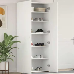 Huishoudelijke Benodigdheden*vidaXL Schoenenkast met plank 80 x 35.5 x 180 cm Bewerkt hout Wit