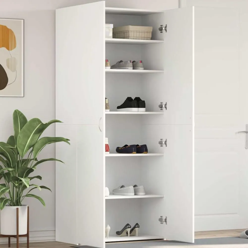 Huishoudelijke Benodigdheden*vidaXL Schoenenkast met plank 80 x 35.5 x 180 cm Bewerkt hout Wit