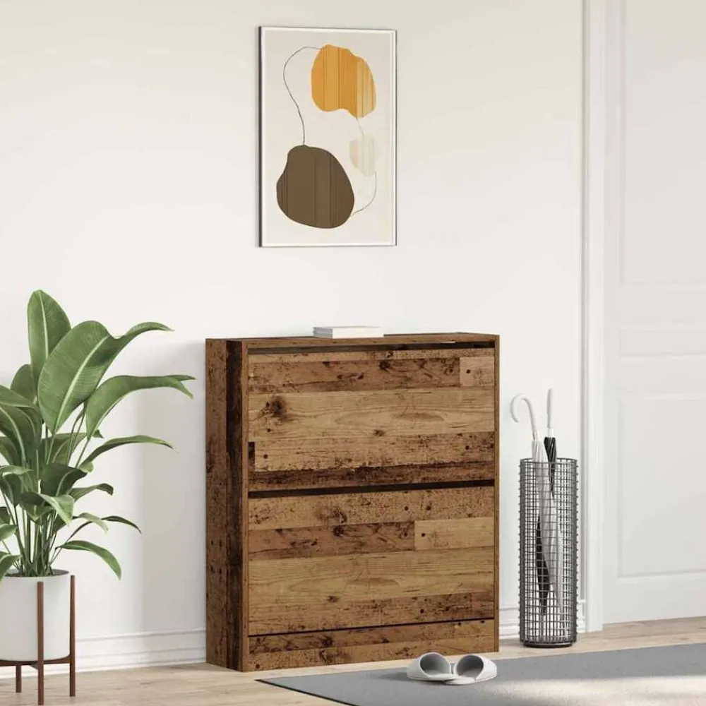 Huishoudelijke Benodigdheden*vidaXL Schoenenkast met plank Oudhout 80 x 21 x 87,5 cm Bewerkt hout Oud hout