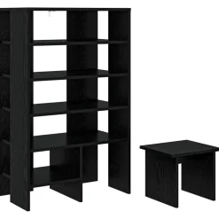 Huishoudelijke Benodigdheden*vidaXL Schoenenkast met plank 2 pcs Bewerkt hout Zwart eiken