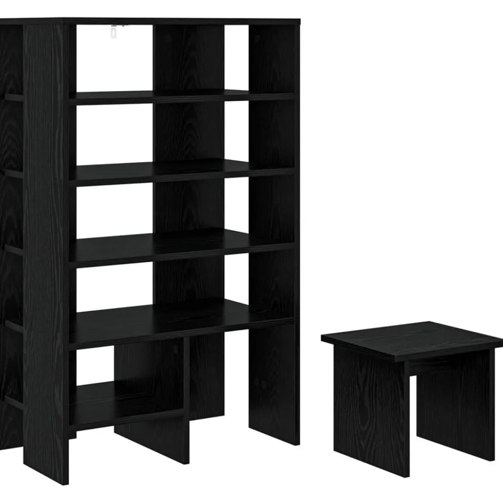 Huishoudelijke Benodigdheden*vidaXL Schoenenkast met plank 2 pcs Bewerkt hout Zwart eiken
